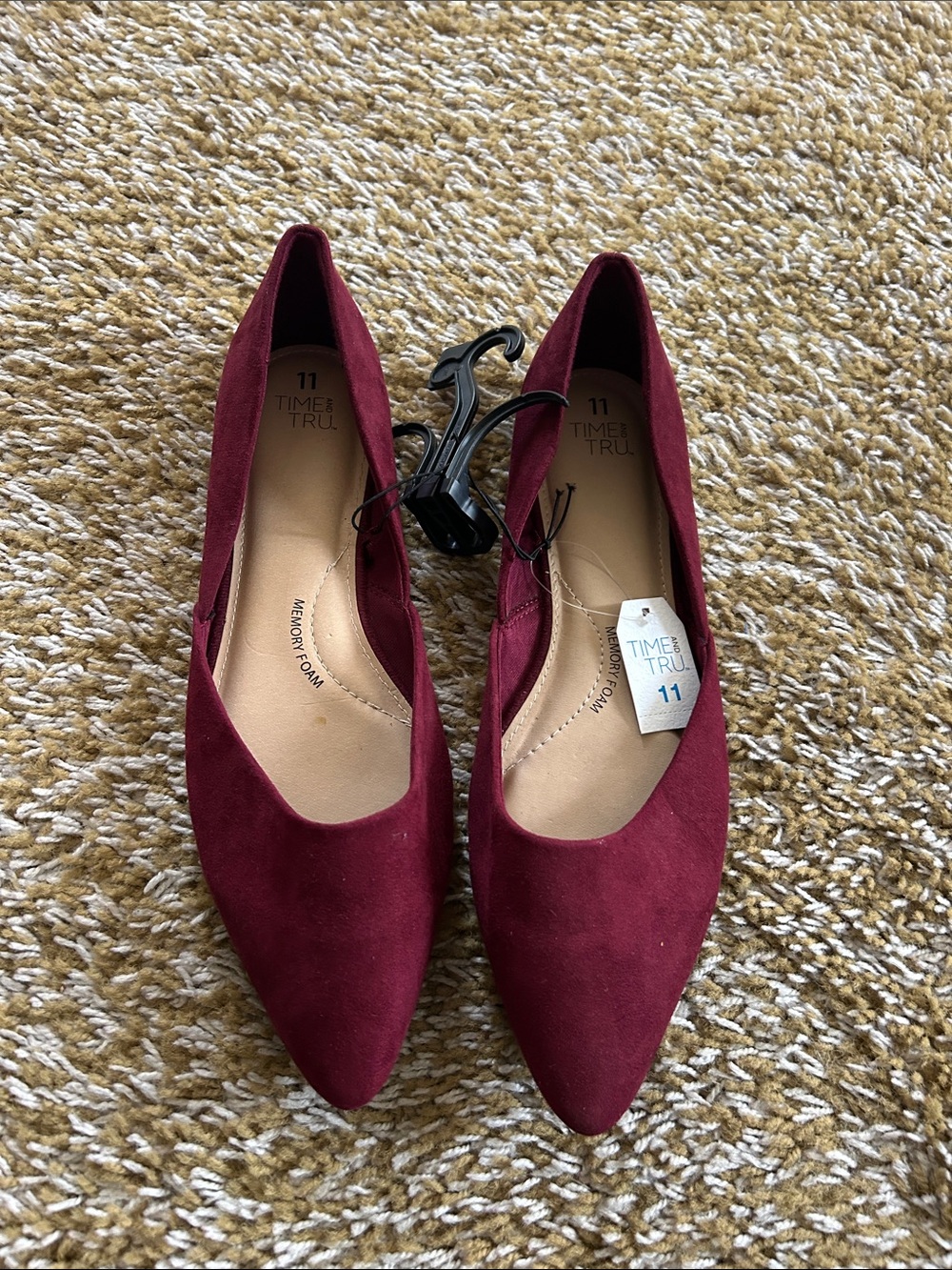 Time and Tru Women's Wine Pointed Toe Flats
